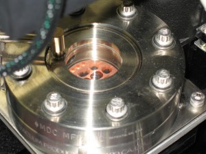 Sample Tray Loaded in Sample Chamber Under Ultra-High Vacuum